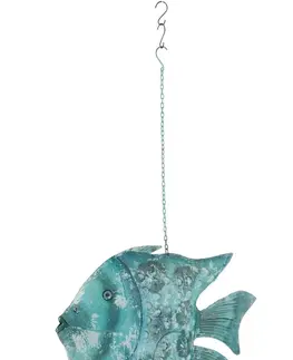 Svícny Modrý závěsný svícen veliká ryba Fish Sphere -  78*17*129 (64) cm J-Line by Jolipa 1775