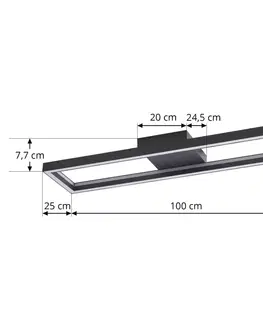 Inteligentní stropní svítidla Lucande Stropní svítidlo Lucande Smart LED Tjado, černé, 100 cm