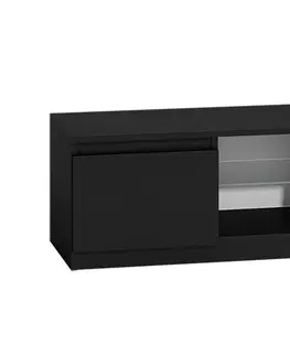 TV stolky TP Living Televizní stolek DELUKO se skleněnou policí 120 cm lesklý černý