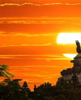 Samolepící tapety Samolepící tapeta socha Buddhy při západu slunce