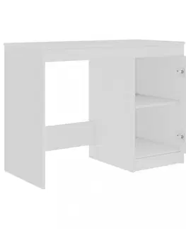 Pracovní stoly Psací stůl se zásuvkami a skříňkou 140x50 cm Dekorhome Bílá lesk