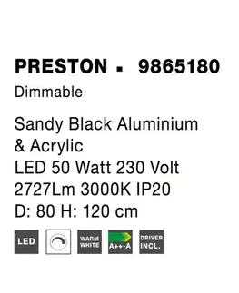 Designová závěsná svítidla NOVA LUCE závěsné svítidlo PRESTON černý hliník a akryl LED 50W 230V 3000K IP20 stmívatelné 9865180