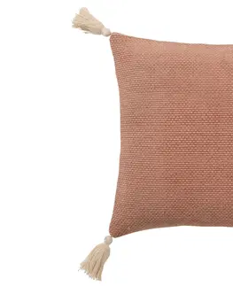 Dekorační polštáře Staro-růžový bavlněný polštář se střapci Crocheted - 45*45 cm J-Line by Jolipa 94205
