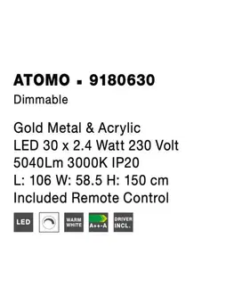 Designová závěsná svítidla NOVA LUCE závěsné svítidlo ATOMO zlatý kov a akryl LED 30 x 2.4W 230V 3000K IP20 vč. dálkového ovládání stmívatelné 9180630