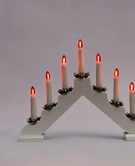Vánoční svícny Exihand Adventní svícen 2262-210 dřevěný bílý, 7x34V/0,2W LED Filament červený