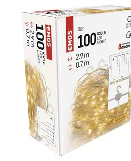 Rampouchy a krápníky EMOS LED vánoční nano řetěz - rampouchy, 2,9 m, venkovní i vnitřní, teplá bílá, programy D3CW02