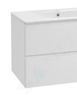 Koupelnový nábytek Kielle Oudee Skříňka včetně umyvadla, 80x55x46 cm, 2 zásuvky, lesklá bílá 50002S80