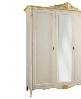 Stylové designové skříně Estila Klasická luxusní šatní skříň Pasiones se zrcadlem s vyřezávanými nožičkami 231cm