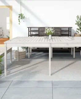 Zahradní stolky Zahradní stůl bílý 203,5 x 100 x 76 cm masivní borové dřevo