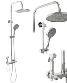 Sprchy a sprchové panely Sprchový set Rea Max - vanová baterie, dešťová, ruční a bidetová sprcha chrom