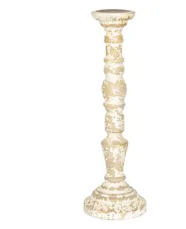 Svícny Dřevěný vintage svícen s patinou - Ø 15*47 cm Clayre & Eef 6Y3221