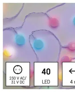 Vánoční řetězy a lamety EMOS Světelný LED řetěz Cherry s časovačem 4 m barevné