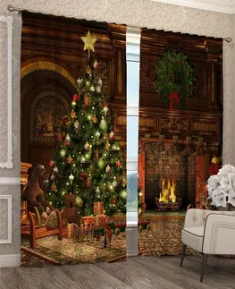 Vánoční závěsy Moderní závěs s 3D vánočním motivem