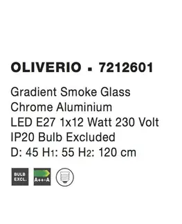 Designová závěsná svítidla NOVA LUCE závěsné svítidlo OLIVERIO kouřové sklo s přechodem chromovaný hliník E27 1x12W IP20 bez žárovky 7212601