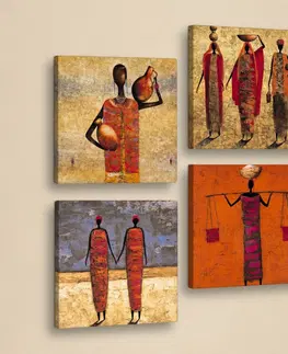 Obrazy Wallity Sada obrazů AFRICAN WOMEN 33 x 33 cm 4 kusy