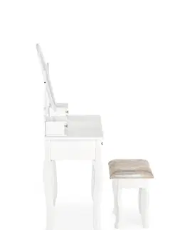 Toaletní stolky HALMAR Toaletní stolek s taburetem SARA 80 cm bílá