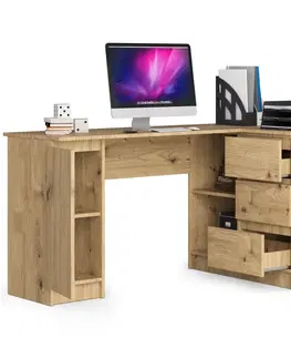 Psací stoly Ak furniture Rohový psací stůl B20 155 cm pravý dub artisan