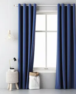 Jednobarevné hotové závěsy Jednobarevný závěs tmavě modré barvy 140 x 250 cm