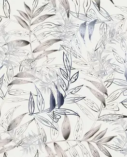 Závěsy Závěs dekorační nebo látka, Fine Jasanové listí, šedá a béžová, 150 cm 150 cm