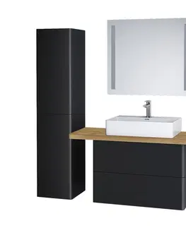 Koupelnový nábytek MEREO Siena, koupelnová deska na skříňku, dub masiv, 120 cm, asymetrická , s výřezem na skříňku 100 cm CN483DA
