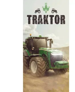 Ručníky Jerry Fabrics Osuška Traktor green, 70 x 140 cm
