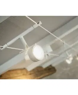 Svítidla pro lankové osvětlení SLV BIG WHITE SALUNA, svítidlo s lanem pro nízkonapěťový lanový systém TENSEO, QR-C51, bílé 139131