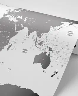 Tapety mapy Tapeta mapa světa s jednotlivými státy v šedé barvě
