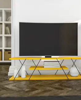 TV stolky Kalune Design TV stolek CANAZ 120 cm žlutý/černý