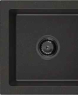 Sifony k pračkám MEXEN/S Pablo granitový dřez 1 s odkapávačem 752 x 436 mm, černá/zlatý metalik, + černý sifon 6510751010-75-B