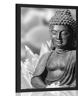 Černobílé Plakát klidný Buddha v černobílém provedení