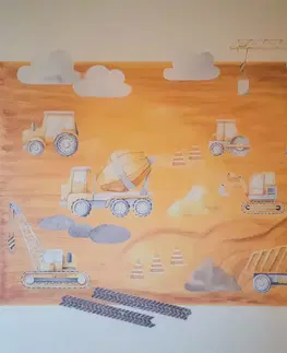 Samolepky na zeď Dětské samolepky na zeď pro kluky - Stavební stroje
