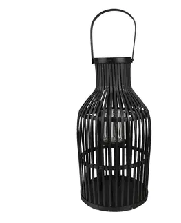 Zahradní lampy Černá dřevěná lucerna s uchem - Ø 23*39 cm Clayre & Eef 6RO0591
