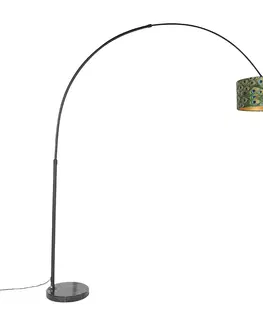 Obloukove lampy Botanická oblouková lampa černý sametový odstín páv design 50 cm - XXL