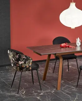 Jídelní stoly HALMAR Rozkládací jídelní stůl LOZANO 140 cm černý mramor/ořech