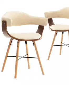 Židle Jídelní židle 2 ks ohýbané dřevo / umělá kůže Dekorhome Hnědá / krémová