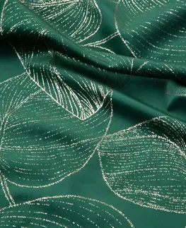 Dekorační ubrusy Sametový středový ubrus s lesklým potiskem zelených listů