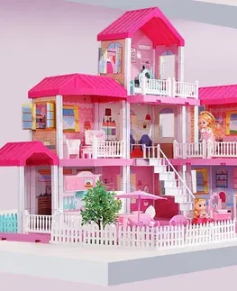Hračky Velký skládací domeček pro panenky + zahradní nábytek pro panenky