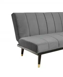 Luxusní a designové sedačky Estila Retro šedá sametová rozkládací sedačka Taxil s vysokými nožičkami 180cm
