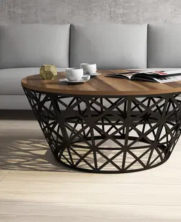 Konferenční stolky Kalune Design Konferenční stolek Ferforje 90 cm ořech/černý