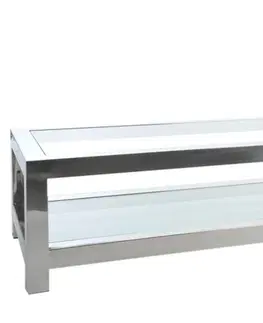 Konferenční stolky Stříbrný kovový konferenční stolek se skleněnou deskou Luxx - 160*60*40cm J-Line by Jolipa 35516