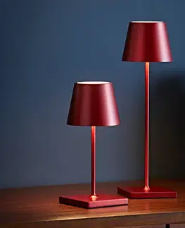 Venkovní osvětlení terasy Sigor Nuindie mini LED dobíjecí stolní lampa, kulatá, USB-C, třešňově červená
