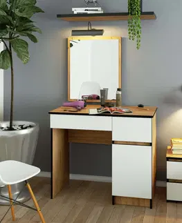 Toaletní stolky Ak furniture Kosmetický stolek se zrcadlem P-2/SL dub craft / bílý pravý
