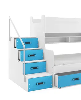 Postele BMS Dětská patrová postel MAX 3 Barva: Modrá