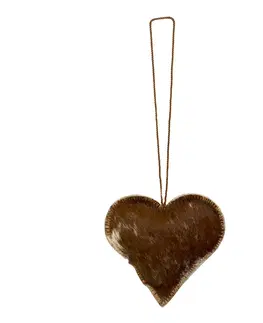 Obrazy Závěsná dekorativní ozdoba hnědého srdce z hovězí kůže - 10*10*4cm Mars & More IVHGHM