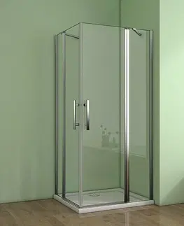 Sprchové vaničky H K Sprchový kout MELODY A2 100cm se dvěma jednokřídlými dveřmi s pevnou stěnou včetně sprchové vaničky z litého mramoru SE-MELODYA2100/THOR-100SQ