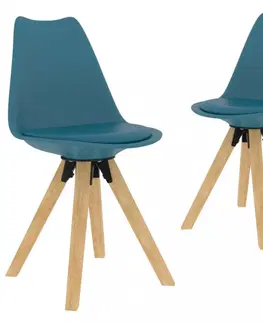 Židle Jídelní židle 2 ks plast / umělá kůže / buk Dekorhome Oranžová