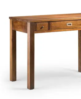 Stylové a luxusní pracovní a psací stoly Estila Masivní elegantní psací stolek Star ze dřeva Mindi se třemi zásuvkami 110cm