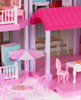 Domečky pro panenky MULTISTORE Velký domeček pro panenky VILLA s nábytkem růžový