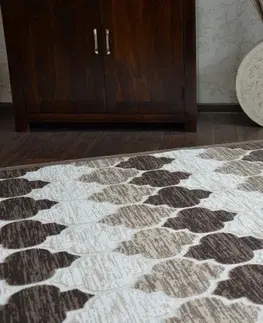 Koberce a koberečky Dywany Lusczow Kusový koberec ACRYLOVY YAZZ 3766 tmavě béžový / hnědý trellis, velikost 160x220