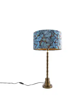 Stolni lampy Art Deco stolní lampa bronzový sametový odstín motýl design 35 cm - Pisos